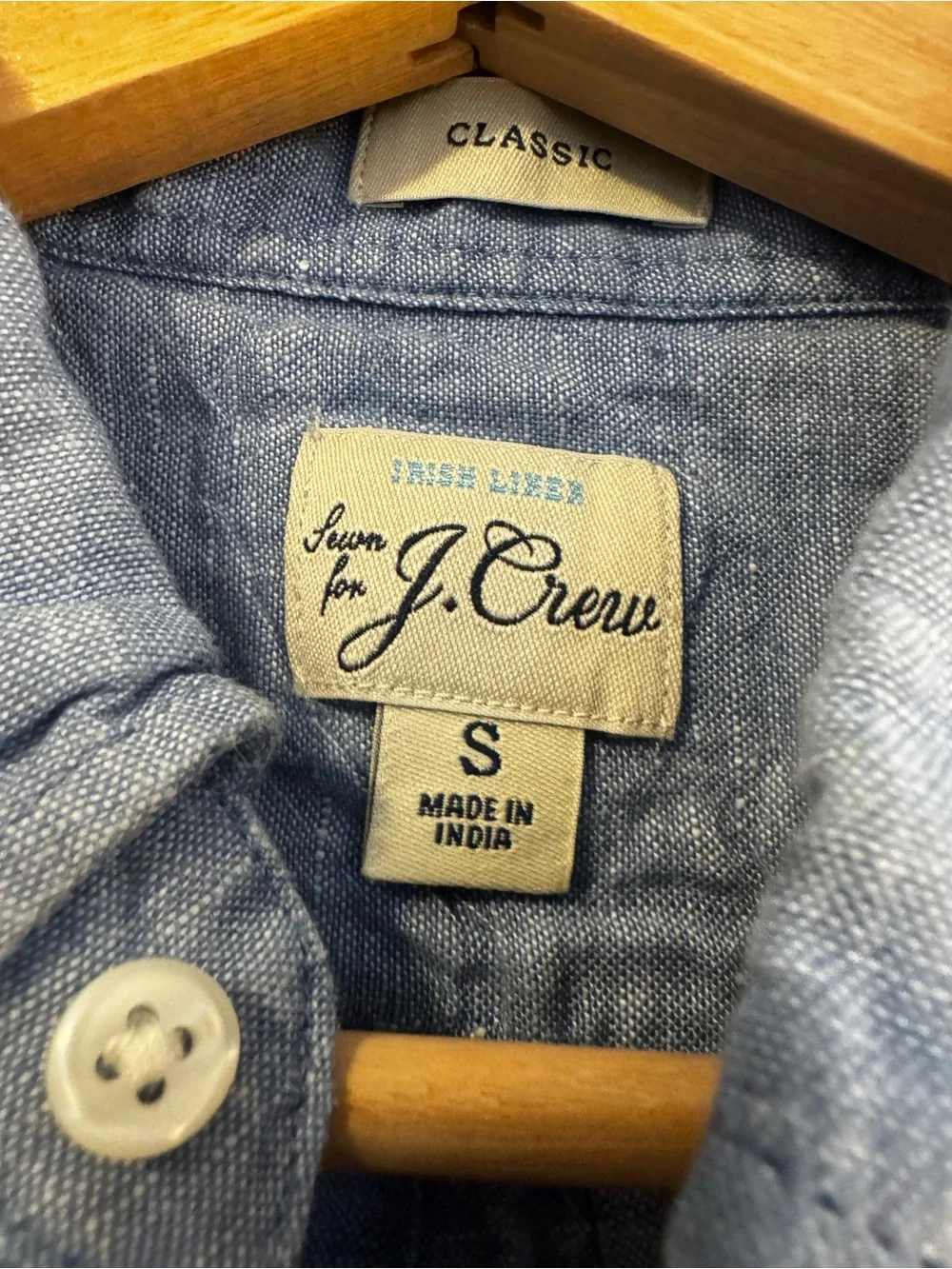 J. Crew Men's Short-Sleeve Linen Blend Button-Down Shirt in Chambray Blue
